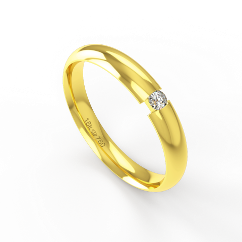 Aliança de Casamento parte Interna Anatômica Exterior com Pedra Ouro Branco, Ouro Rose ou Amarelo 18k C769RZ