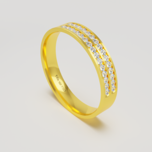 Aliança de Casamento parte Interna Anatômica Exterior com Pedras Ouro Branco, Ouro Rose ou Amarelo 18k C785RZ