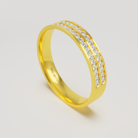Aliança de Casamento parte Interna Anatômica Exterior com Pedras Ouro Branco, Ouro Rose ou Amarelo 18k C785RZ