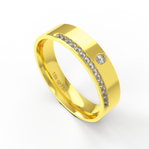 Aliança de Casamento parte Interna Anatômica Exterior com Pedras Ouro Branco, Ouro Rose ou Amarelo 18k C786RZ