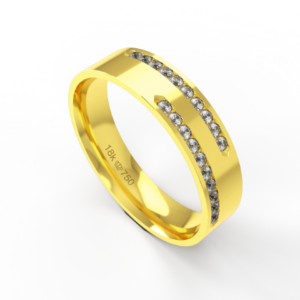 Aliança de Casamento parte Interna Anatômica Exterior com Pedras Ouro Branco, Ouro Rose ou Amarelo 18k C787RZ
