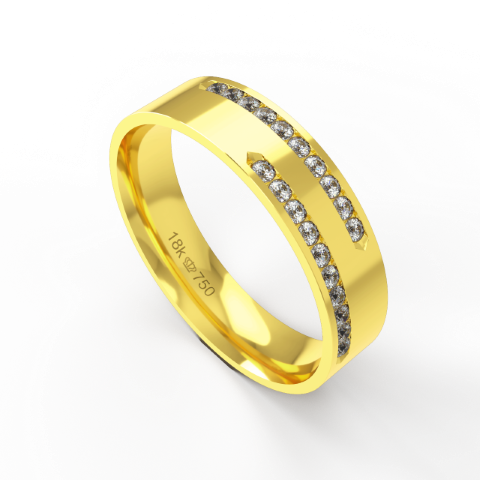 Aliança de Casamento parte Interna Anatômica Exterior com Pedras Ouro Branco, Ouro Rose ou Amarelo 18k C787RZ