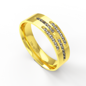 Aliança de Casamento parte Interna Anatômica com Pedras Ouro Branco, Ouro Rose ou Amarelo 18k C788RZ