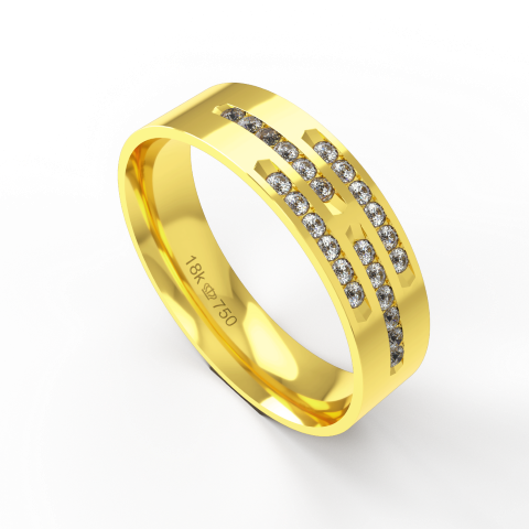 Aliança de Casamento parte Interna Anatômica com Pedras Ouro Branco, Ouro Rose ou Amarelo 18k C788RZ