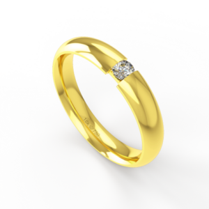 Aliança de Casamento parte Interna Anatômica Exterior com Pedra Ouro Branco, Ouro Rose ou Amarelo 18k C901RZ