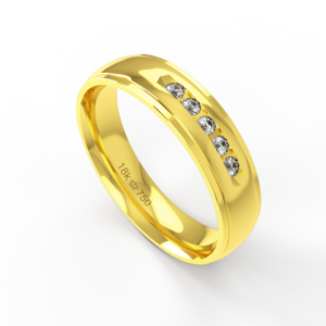 Aliança de Casamento parte Interna Anatômica Exterior com Pedras Ouro Branco, Ouro Rose ou Amarelo 18k C904RZ