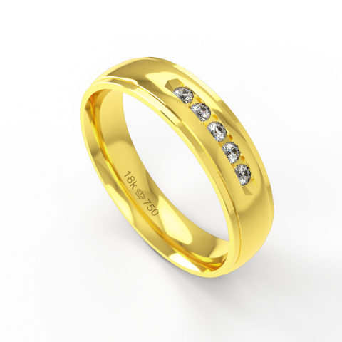 Aliança de Casamento parte Interna Anatômica Exterior com Pedras Ouro Branco, Ouro Rose ou Amarelo 18k C904RZ