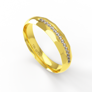 Aliança Casamento parte Interna Anatômica com Pedra Ouro Branco, Ouro Rose ou Amarelo 18k C907RZ