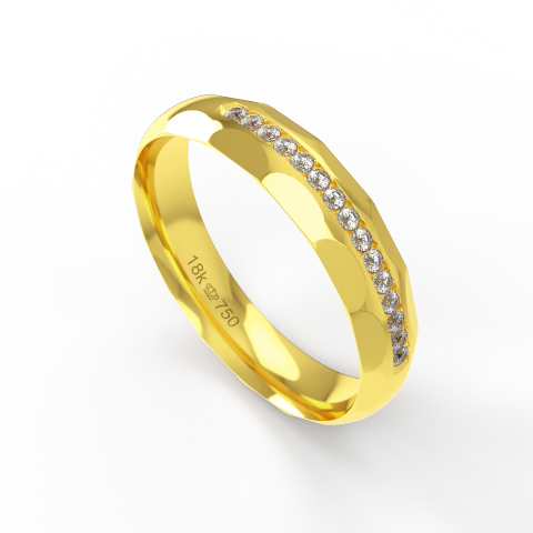 Aliança Casamento parte Interna Anatômica com Pedra Ouro Branco, Ouro Rose ou Amarelo 18k C907RZ