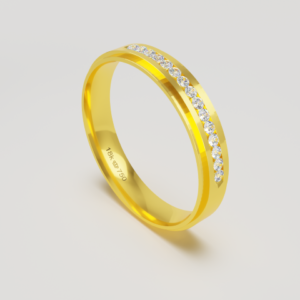 Aliança Casamento parte Interna Anatômica com Pedra Ouro Branco, Ouro Rose ou Amarelo 18k C919RZ