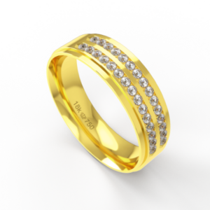 Aliança Casamento parte Interna Anatômica com Pedra Ouro Branco, Ouro Rose ou Amarelo 18k C921RZ