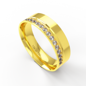 Aliança Casamento parte Interna Anatômica com Pedra Ouro Branco, Ouro Rose ou Amarelo 18k C922RZ