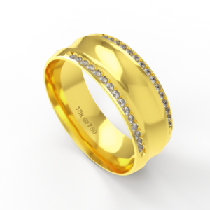 Aliança Casamento parte Interna Anatômica Externo Côncavo com Pedras  Ouro Branco, Ouro Rose ou Amarelo 18k C744RZ