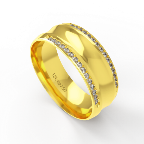 Aliança Casamento parte Interna Anatômica Externo Côncavo com Pedras  Ouro Branco, Ouro Rose ou Amarelo 18k C744RZ