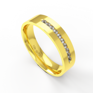 Aliança de Casamento parte Interna Anatômica Exterior com Pedras Ouro Branco, Ouro Rose ou Amarelo 18k C747RZ
