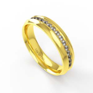 Aliança de Casamento parte Interna Anatômica Exterior com Pedras Ouro Branco, Ouro Rose ou Amarelo 18k C748RZ