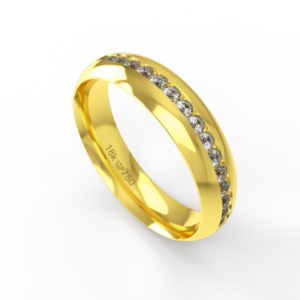 Aliança de Casamento parte Interna Anatômica Exterior com Pedras Ouro Branco, Ouro Rose ou Amarelo 18k C751RZ
