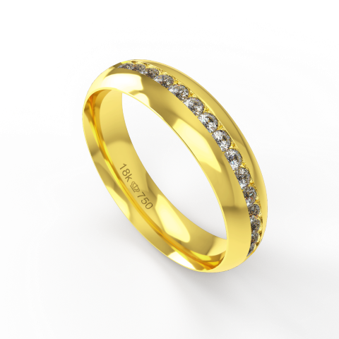Aliança de Casamento parte Interna Anatômica Exterior com Pedras Ouro Branco, Ouro Rose ou Amarelo 18k C751RZ
