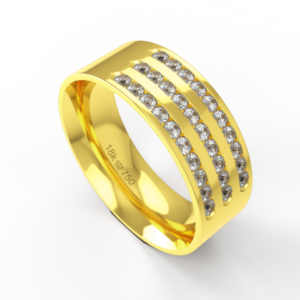 Aliança de Casamento parte Interna Anatômica Exterior com Pedras Ouro Branco, Ouro Rose ou Amarelo 18k C752RZ
