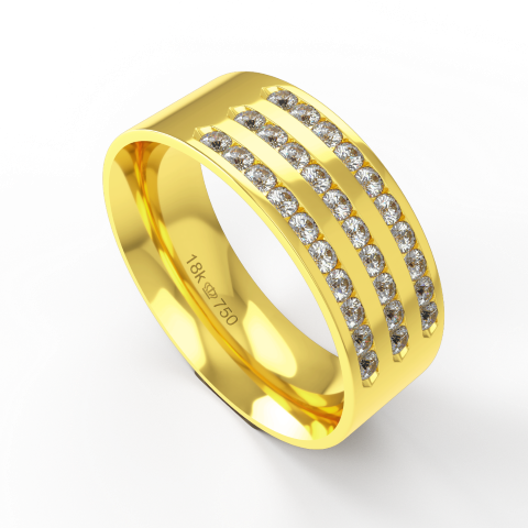 Aliança de Casamento parte Interna Anatômica Exterior com Pedras Ouro Branco, Ouro Rose ou Amarelo 18k C752RZ