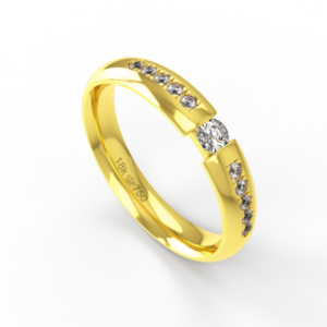 Aliança Casamento parte Interna Anatômica com Pedras Ouro Branco,  Ouro Rose ou Amarelo 18k C930RZ