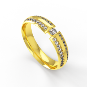 Aliança Casamento parte Interna Anatômica com Pedras Ouro Branco,  Ouro Rose ou Amarelo 18k C931RZ