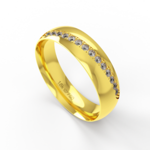 Aliança Casamento parte Interna Anatômica com Pedras Ouro Branco,  Ouro Rose ou Amarelo 18k C933RZ