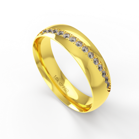 Aliança Casamento parte Interna Anatômica com Pedras Ouro Branco,  Ouro Rose ou Amarelo 18k C933RZ