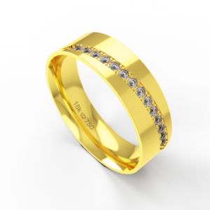 Aliança Casamento parte Interna Anatômica com Pedras Ouro Branco,  Ouro Rose ou Amarelo 18k C934RZ
