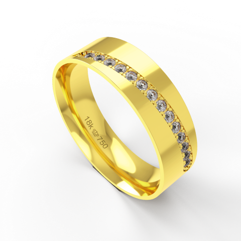 Aliança Casamento parte Interna Anatômica com Pedras Ouro Branco,  Ouro Rose ou Amarelo 18k C934RZ