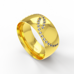 Aliança Casamento parte Interna Anatômica com Pedras Ouro Branco,  Ouro Rose ou Amarelo 18k C935RZ