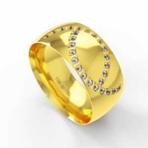 Aliança Casamento parte Interna Anatômica com Pedras Ouro Branco,  Ouro Rose ou Amarelo 18k C936RZ