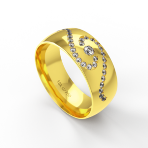 Aliança Casamento parte Interna Anatômica com Pedras Ouro Branco,  Ouro Rose ou Amarelo 18k C937RZ