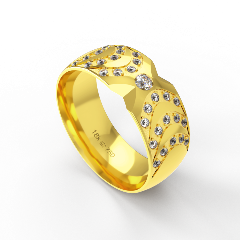 Aliança Casamento parte Interna Anatômica com Pedras Ouro Branco,  Ouro Rose ou Amarelo 18k C938RZ