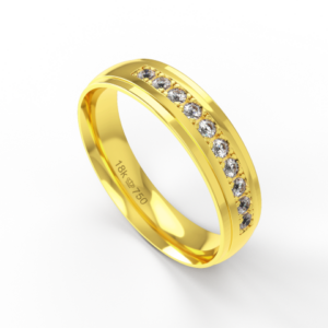 Aliança de Casamento parte Interna Anatômica Exterior com Pedras Ouro Branco, Ouro Rose ou Amarelo 18k C924RZ