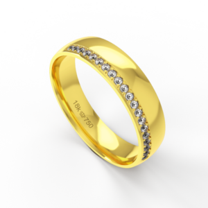 Aliança de Casamento parte Interna Anatômica Exterior com Pedras Ouro Branco, Ouro Rose ou Amarelo 18k C925RZ