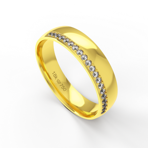 Aliança de Casamento parte Interna Anatômica Exterior com Pedras Ouro Branco, Ouro Rose ou Amarelo 18k C925RZ