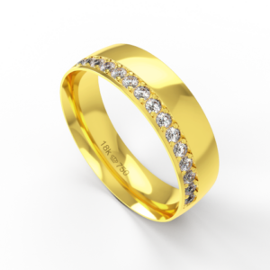 Aliança de Casamento parte Interna Anatômica Exterior com Pedras Ouro Branco, Ouro Rose ou Amarelo 18k C926RZ