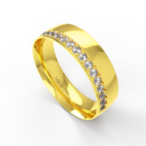 Aliança de Casamento parte Interna Anatômica Exterior com Pedras Ouro Branco, Ouro Rose ou Amarelo 18k C926RZ