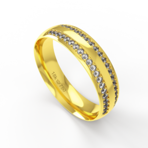 Aliança de Casamento parte Interna Anatômica Exterior com Pedras Ouro Branco, Ouro Rose ou Amarelo 18k C928RZ