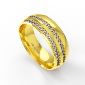 Aliança Casamento parte Interna Anatômica com Pedras Ouro Branco,  Ouro Rose ou Amarelo 18k C929RZ