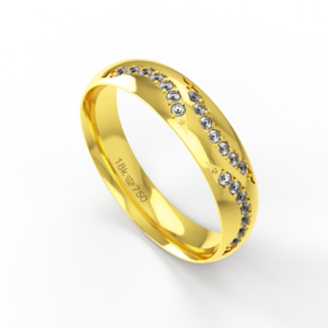 Aliança Casamento Cravejada com Pedras Ouro Branco, Ouro Rose ou Amarelo 18k C918RZ