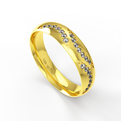 Aliança Casamento Cravejada com Pedras Ouro Branco, Ouro Rose ou Amarelo 18k C918RZ