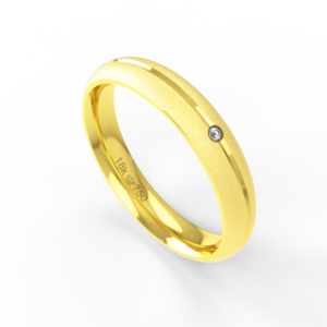 Aliança de Casamento parte Interna Anatômica Acabamento Fosqueado e Polido com Pedra Ouro Branco, Ouro Rose ou Amarelo 1