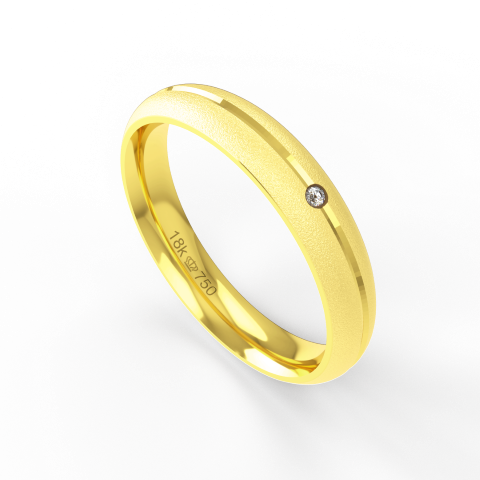 Aliança de Casamento parte Interna Anatômica Acabamento Fosqueado e Polido com Pedra Ouro Branco, Ouro Rose ou Amarelo 1