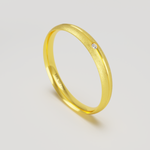 Aliança de Casamento parte Interna Anatômica Acabamento Fosqueado e Polido com Pedra Ouro Branco, Ouro Rose ou Amarelo 1