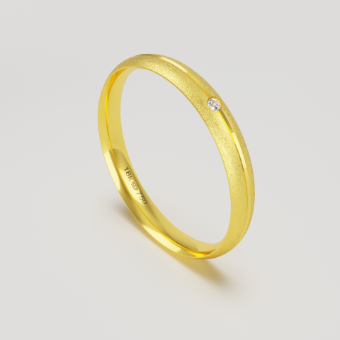 Aliança de Casamento parte Interna Anatômica Acabamento Fosqueado e Polido com Pedra Ouro Branco, Ouro Rose ou Amarelo 1