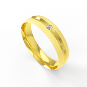 Aliança de Casamento parte Interna Anatômica com Pedra Acabamento Fosqueado e Polido Ouro Branco, Ouro Rose ou Amarelo 1