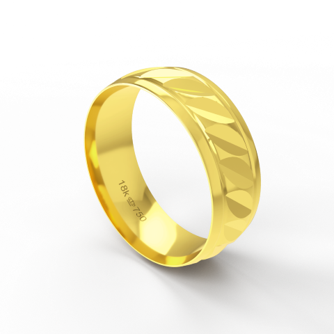 Aliança Casamento Noivado parte Interna Anatômica Exterior Trabalhado Ouro Branco, Ouro Rose ou Amarelo 18k AT71R