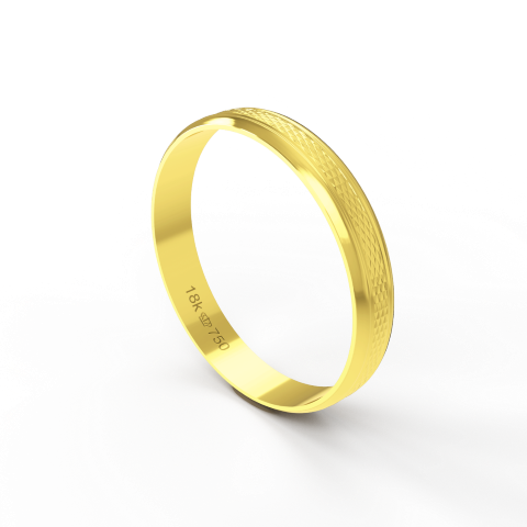 Aliança de Casamento Noivado parte Interna Reta Exterior Trabalhado Ouro Branco, Ouro Rose ou Amarelo 18k AT35
